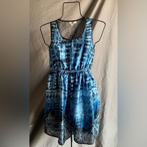 Blue & Black Sleeveless Dress by YA Size Small Open Lace Back dress